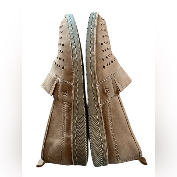 Josef Seibel Leather Slip-On Loafers EU 41 Tan Cutout Comfort Shoes - Picture 4 of 6